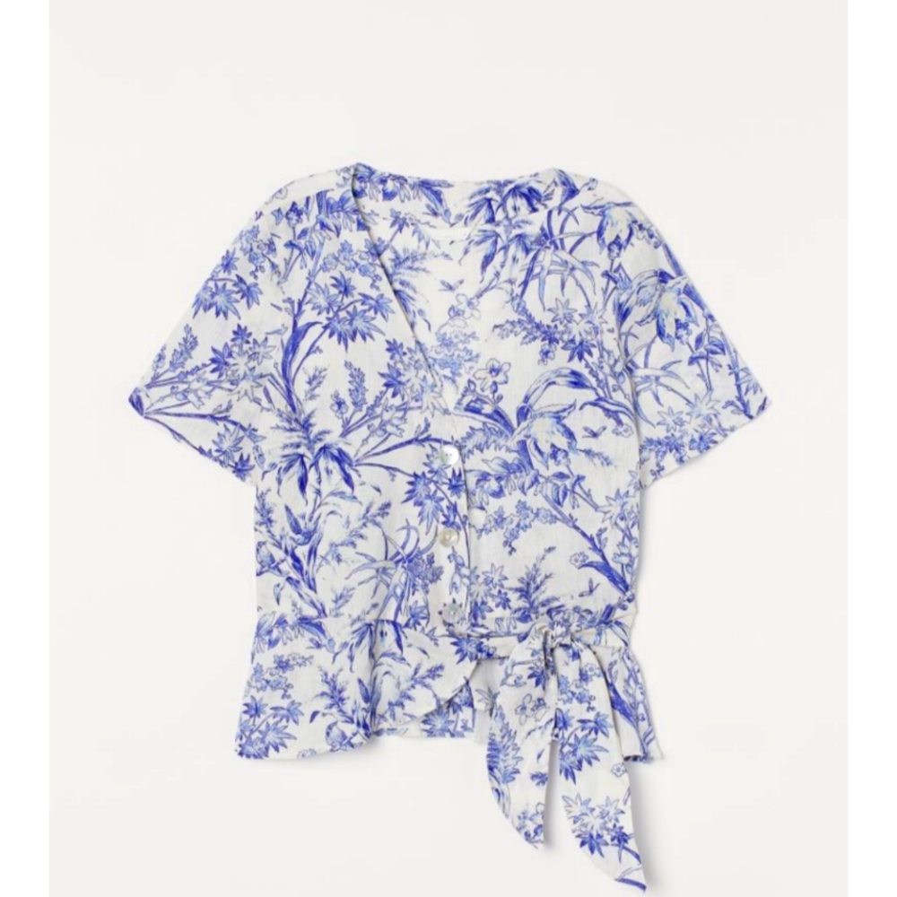 H&M FLORAL BLOUSE MADE OF LINEN